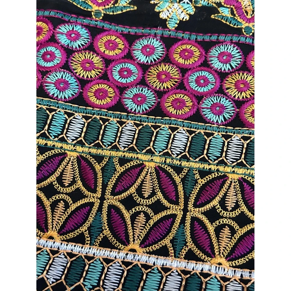 Vanessa Virginia Anthropologie Embroidered Pencil Skirt Black Multi Color US 4